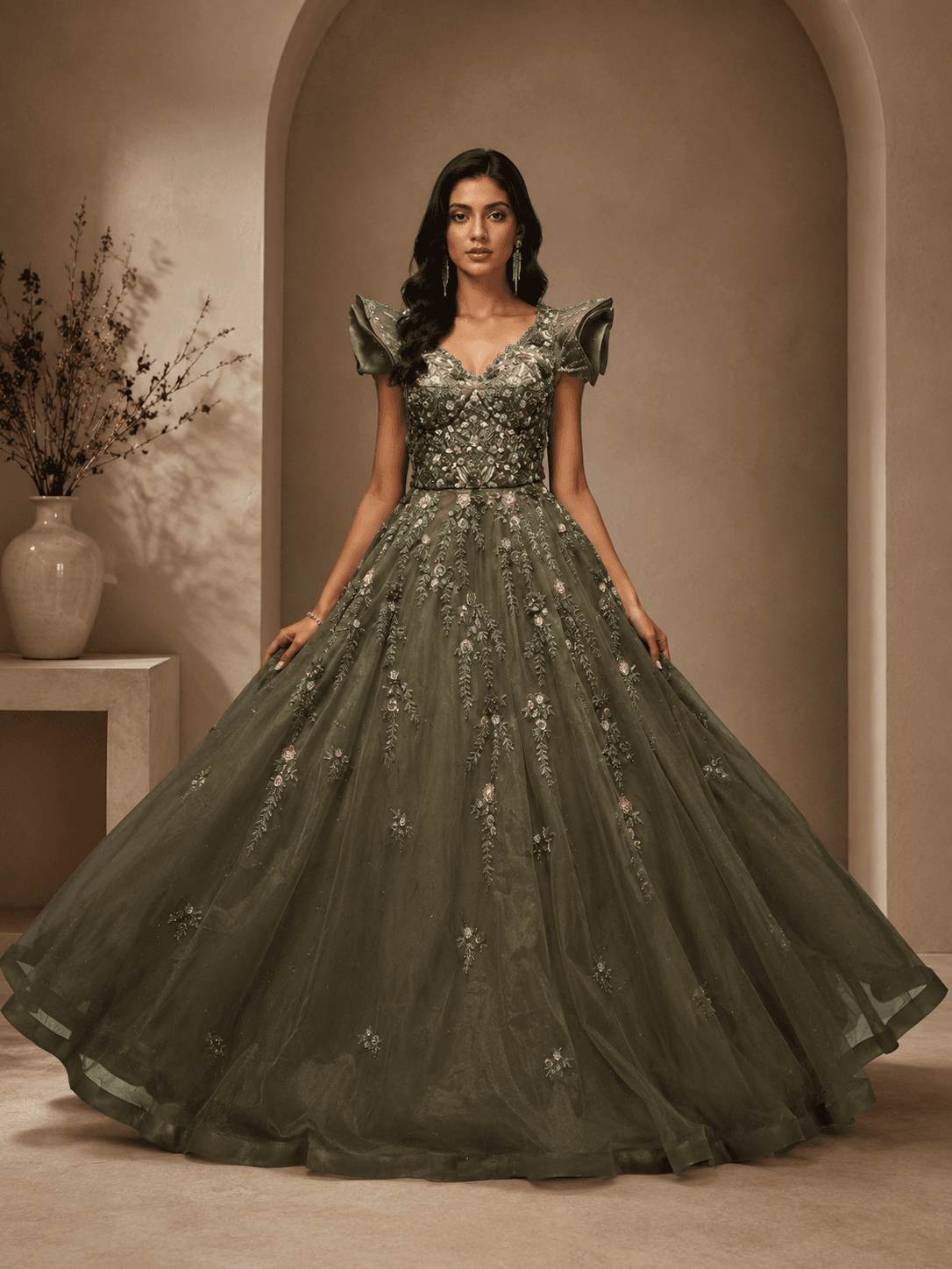 Olive Bloom Gown in womens