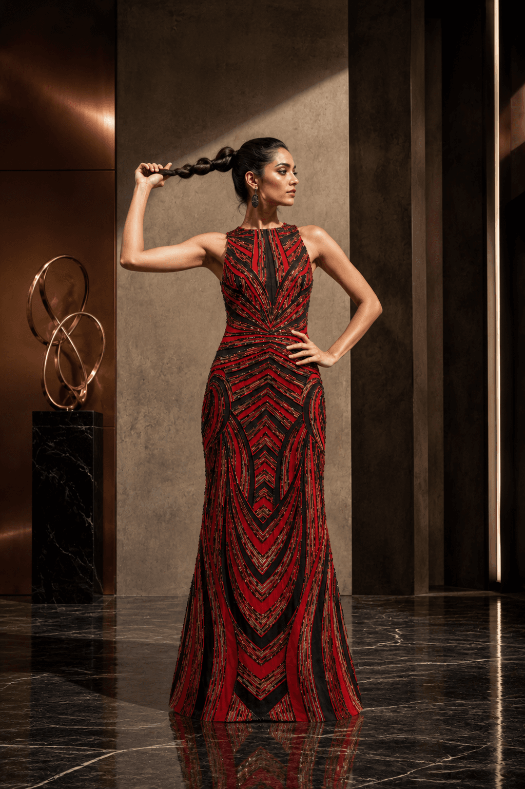 Crimson Noir Evening Gown in womens