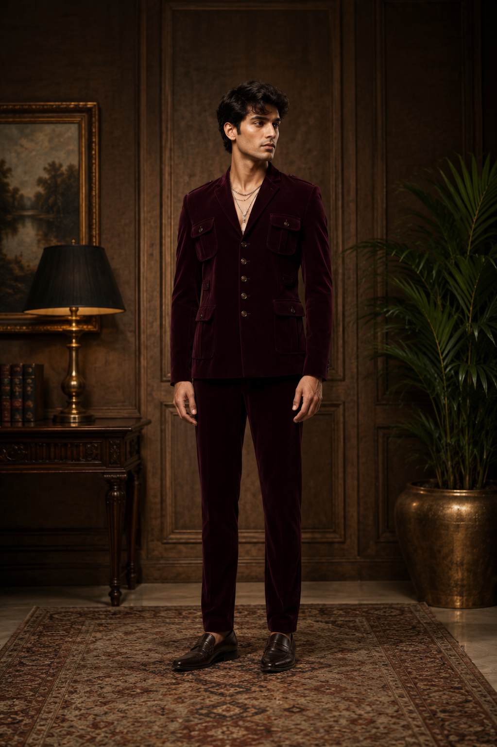 Burgundy Velvet Suit